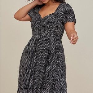 MINI CHALLIS SHIRRED-FRONT SKATER DRESS